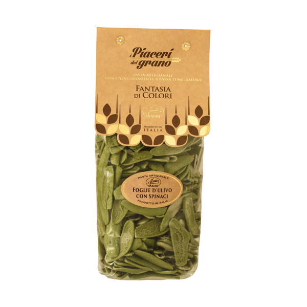 Olive leaves pasta with spinach transparent pack 500g