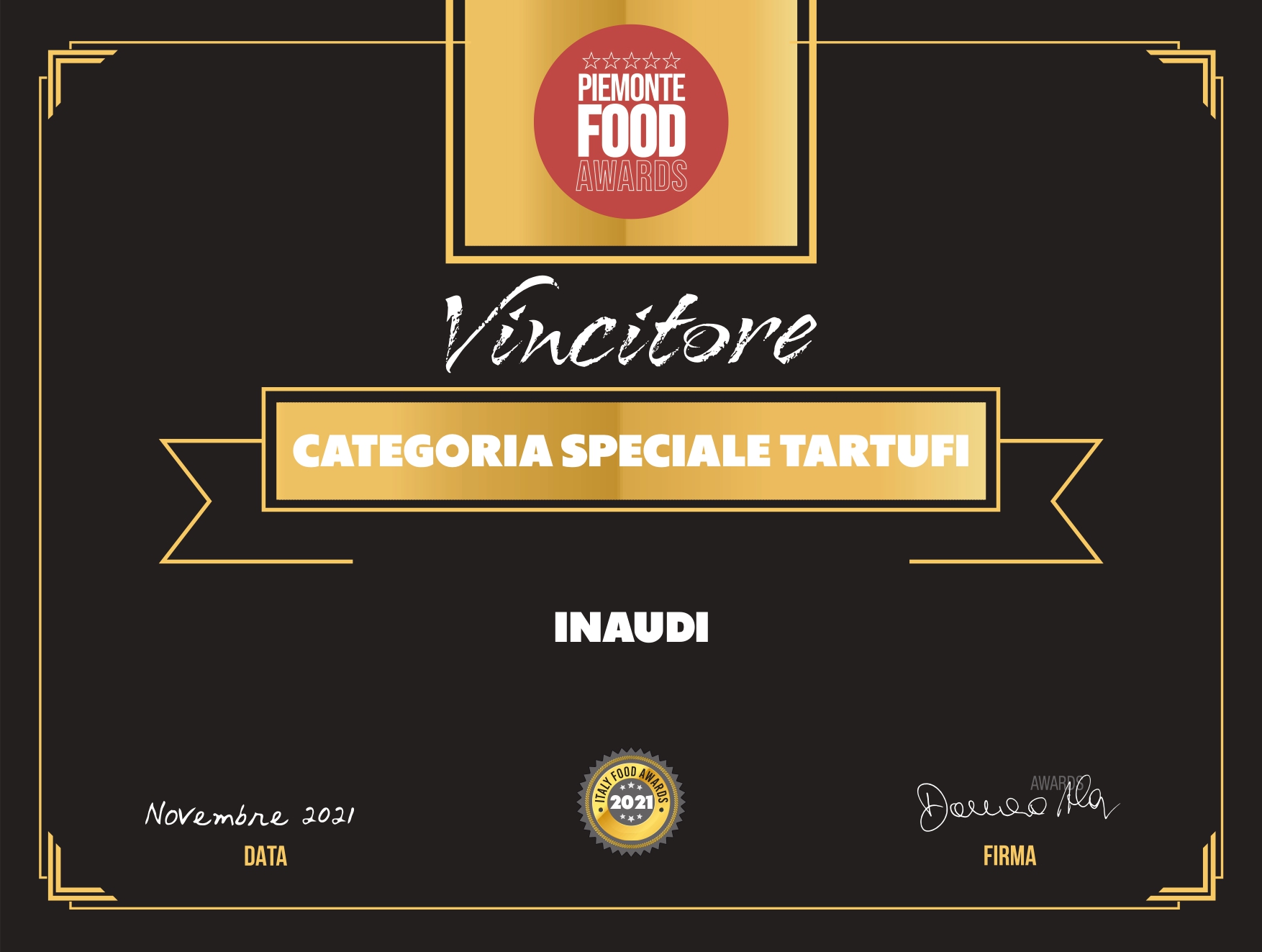 Inaudi vincitore Piemonte Food Awards